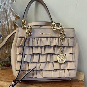 Michael Kors Beige Ruffled Handbag